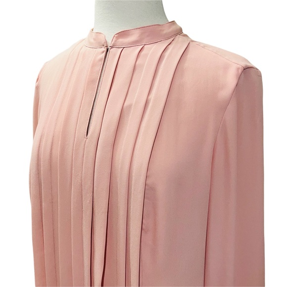 White House Black Market Tops - White House Black Market Pink Boxed Pleaded Long Sleeve Blouse size 12